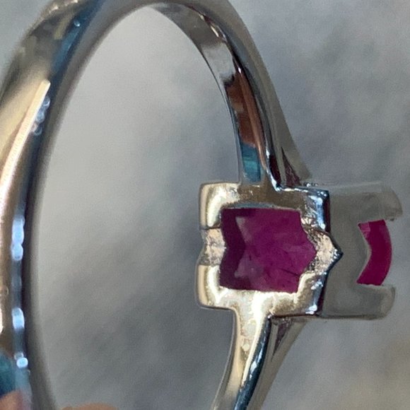 Solid Sterling Silver and Pale Ruby Minimalist Ring Size 7-Mood:Rosé Rocket Fuel - Picture 11 of 15